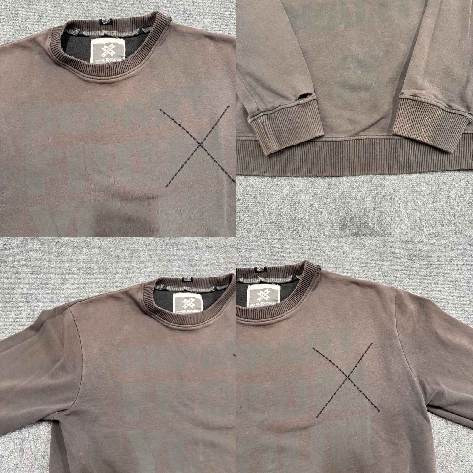 Vintage Mass Exodus Sweatshirt Men XL Cotton Blend Faded Distressed Gray Pullover Y2K Stained Vintage? Size US XL / EU 56 / 4 - 8 Thumbnail