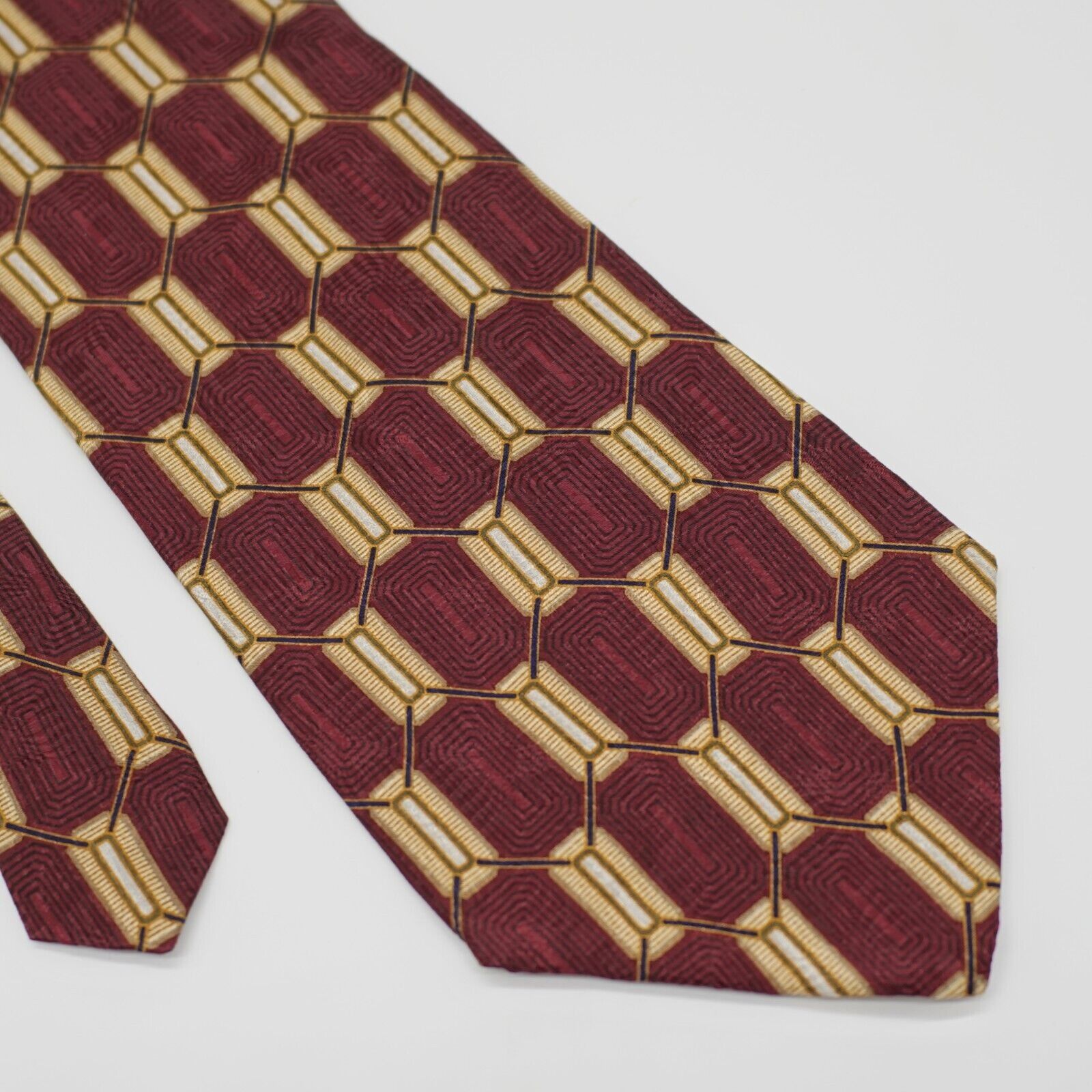 Woodward Woodward Red Yellow Geometric Print Short Wide Silk Tie Size ONE SIZE - 1 Thumbnail