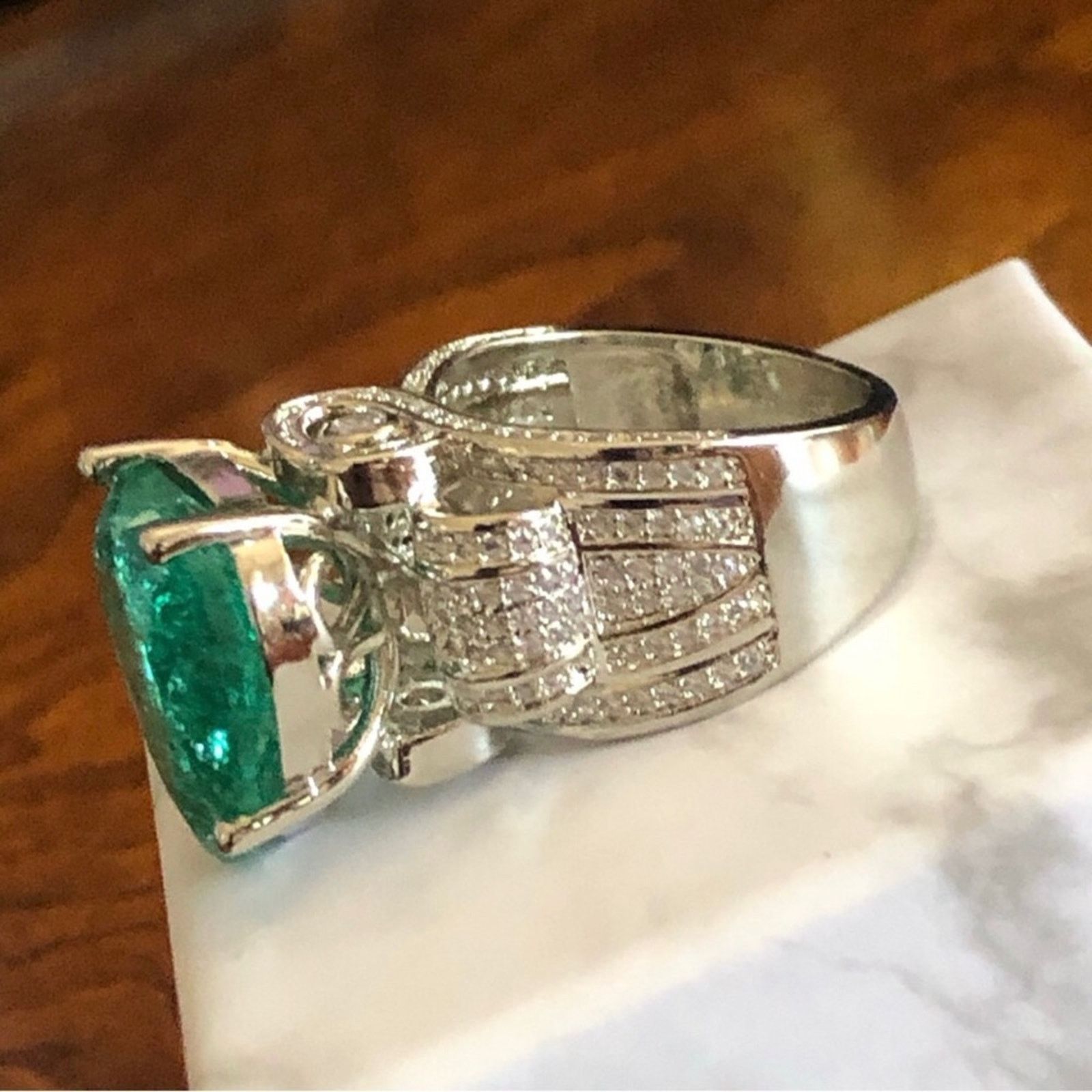 Jewelry Ladies elegant large paraiba tourmaline emerald 925 10 NIB Size ONE SIZE - 13 Thumbnail