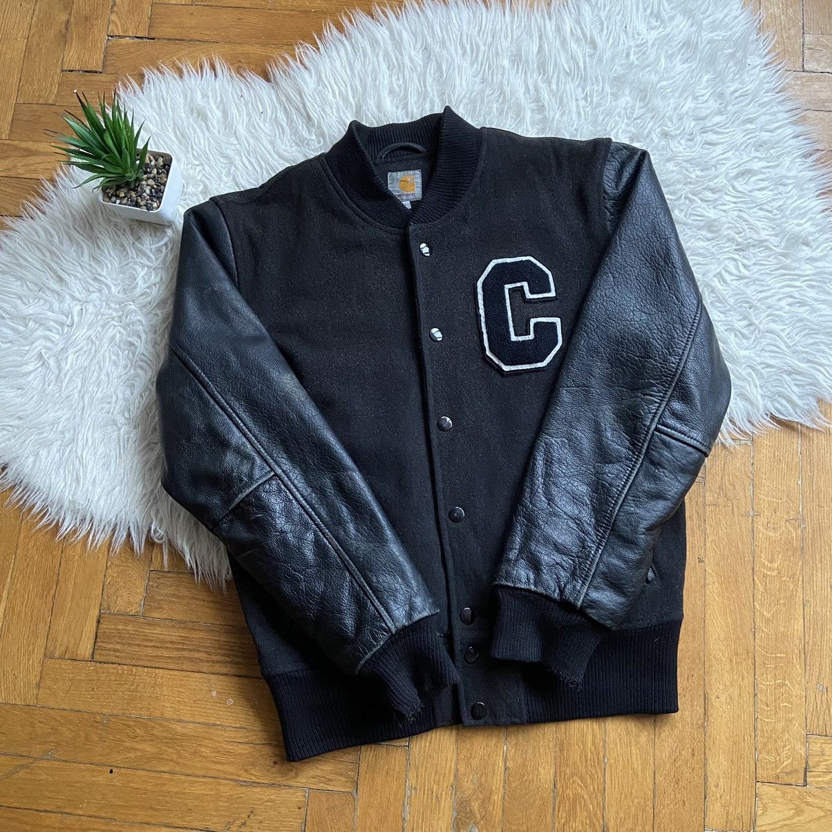 Carhartt × Carhartt Wip × Vintage 📌 Vintage Rare Carhartt Bandit Leather Varsity Jacket Size US S / EU 44-46 / 1 - 10 Thumbnail