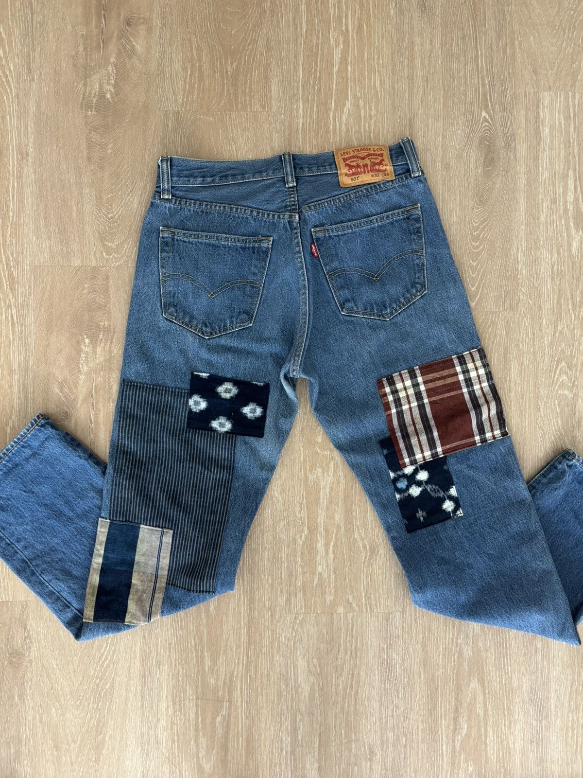 Levi's Vintage Levi’s 501 Patchwork Straight Denim Jeans Size US 32 / EU 48 - 3 Thumbnail