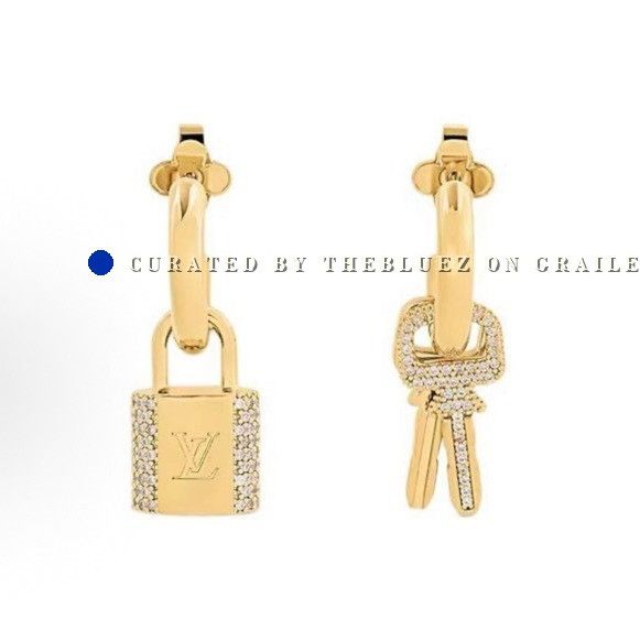 Louis Vuitton Louis Vuitton Gold Diamond Key Lock Earrings Size ONE SIZE - 1 Thumbnail