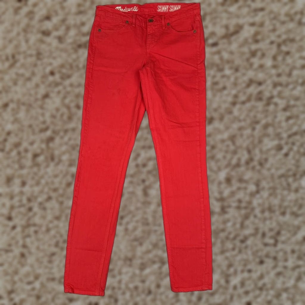 Madewell Madewell Skinny Jeans Womens 27 Red Mid Rise Slim Stretch Denim 27x32 Size 27" / US 4 / IT 40 - 1 Thumbnail