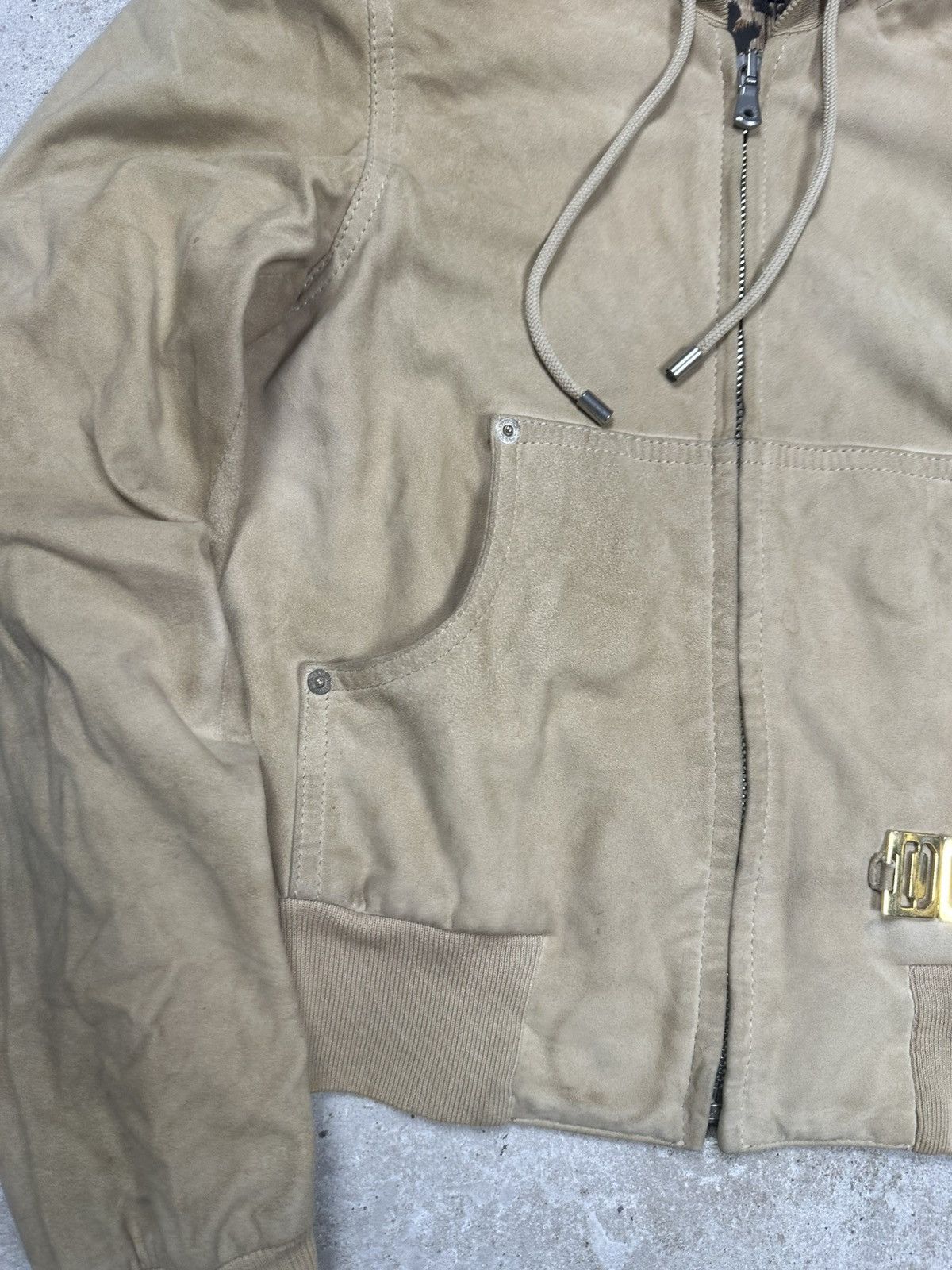 Dolce & Gabbana 2000s Dolce & Gabbana Suede Leather Bomber Jacket Hooded Size S / US 4 / IT 40 - 9 Thumbnail