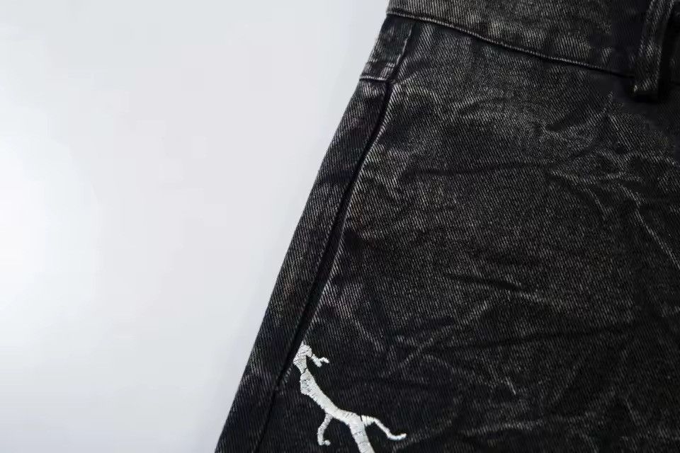 Jean Washed Embroidered High Street Wide Leg Loose Jeans Size US 34 / EU 50 - 9 Thumbnail