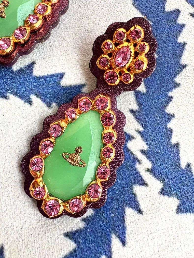 Vivienne Westwood Vivienne Westwood Vintage purple-green gem leather earring Size ONE SIZE - 2 Thumbnail