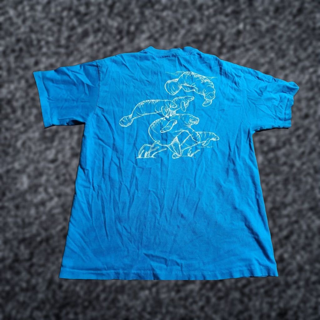 Hanes VINTAGE Hanes Marine Mammal Research Program T Shirt Adult L Blue 90s Rescue Graphic Tee Mens Size US L / EU 52-54 / 3 - 1 Thumbnail