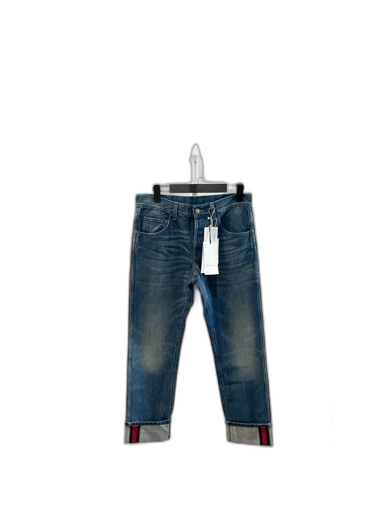 Gucci Gucci washed blue cropped jeans Size US 30 / EU 46 - 1 Thumbnail