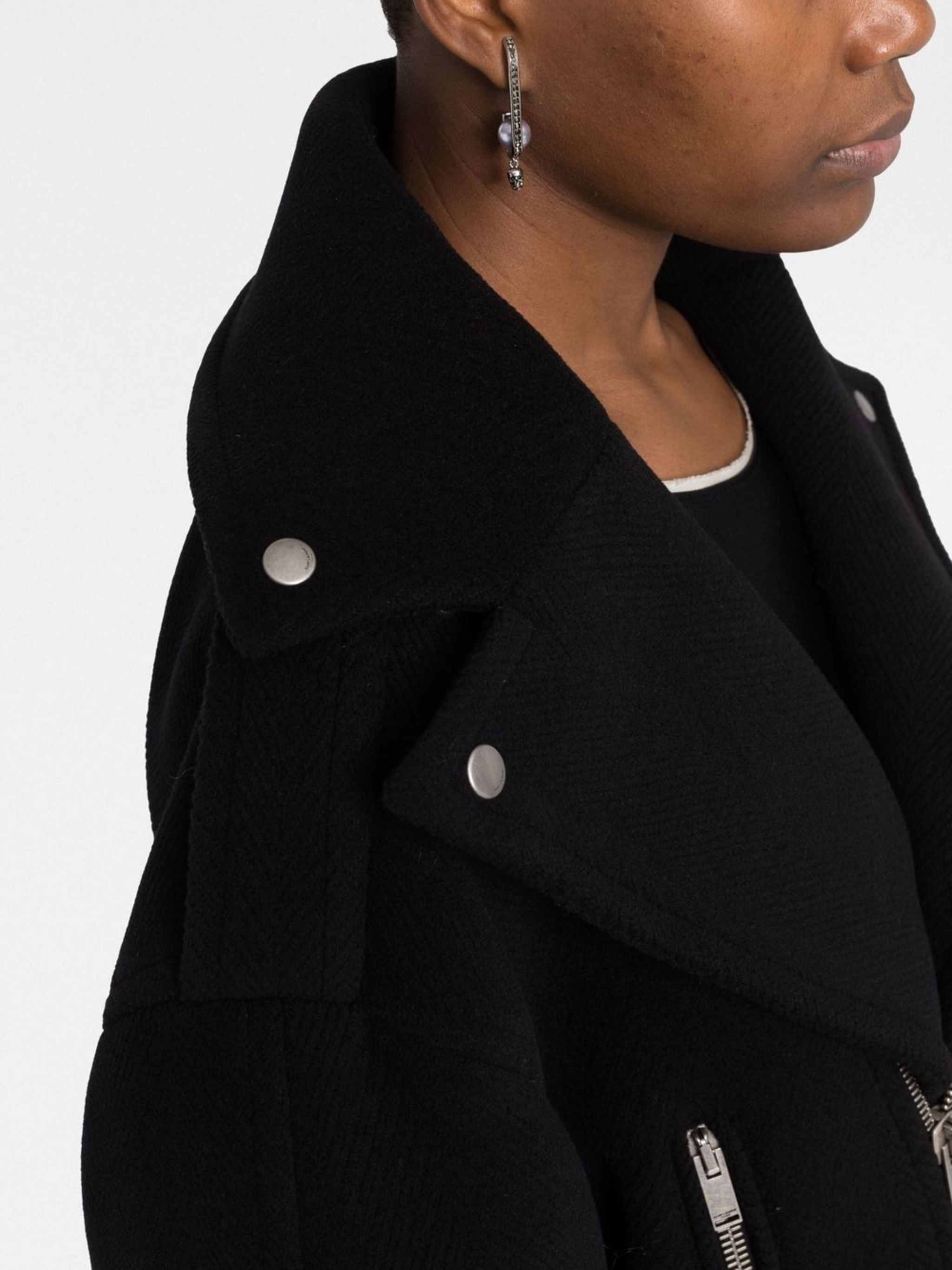 Saint Laurent Paris o1s1wg111124 Manteau Chevron Mousse Coat in Black Size M / US 6-8 / IT 42-44 - 3 Thumbnail