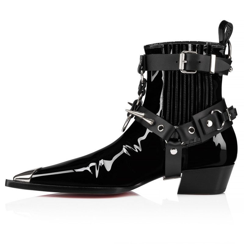 Christian Louboutin os11x0526 Chesteviss Patent Leather Boots in Black Size US 11 / IT 41 - 3 Thumbnail
