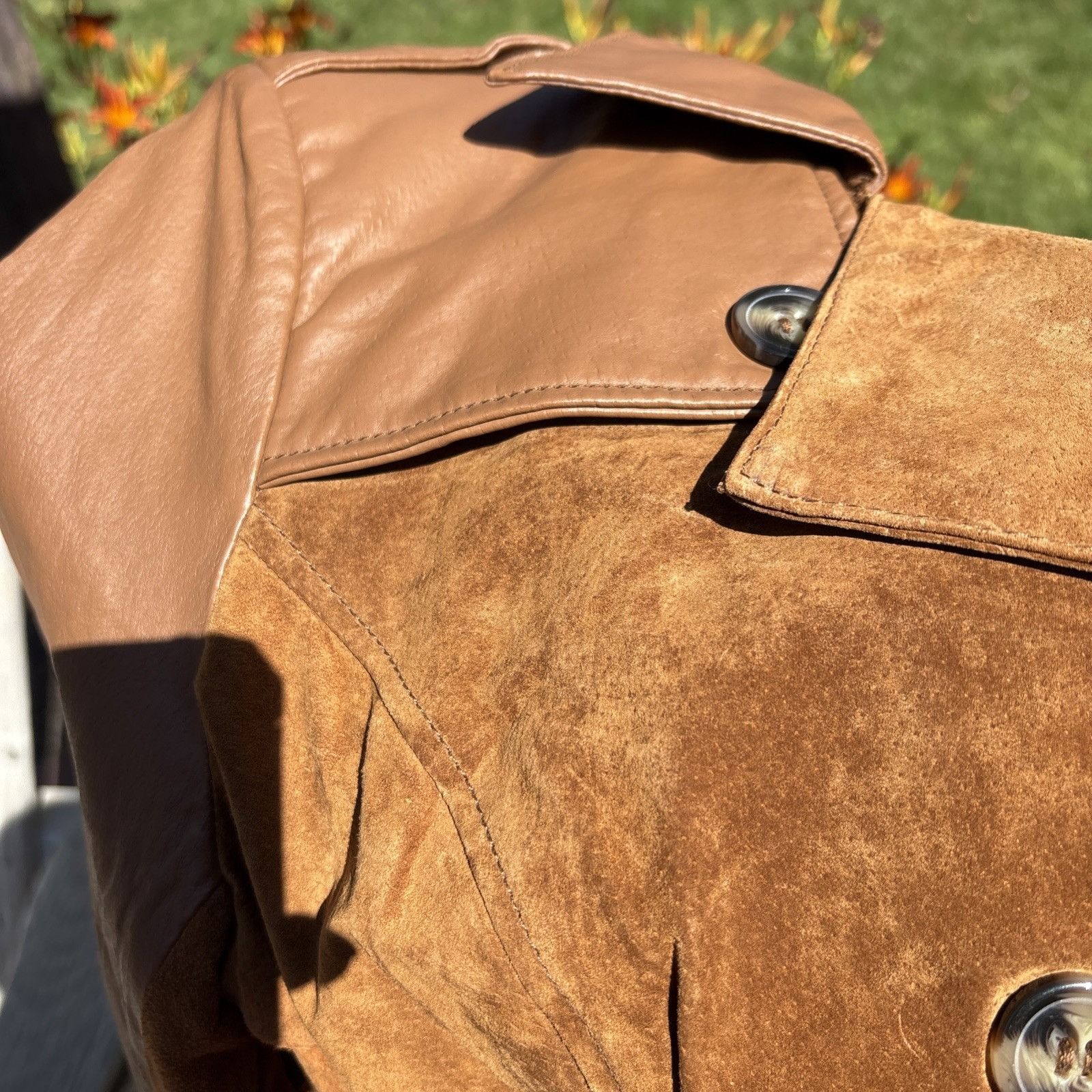 Other Suede Leather Trench Coat Womens M Belted Double Breasted Ch Size M / US 6-8 / IT 42-44 - 7 Thumbnail