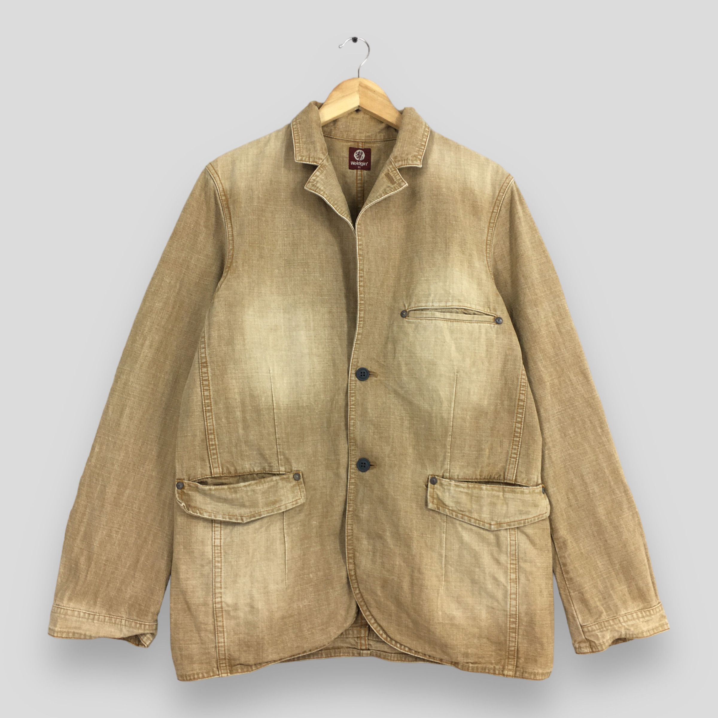 Vintage Vintage 80s Weldgin Denim Workers Brown Jacket Large Size US L / EU 52-54 / 3 - 1 Thumbnail