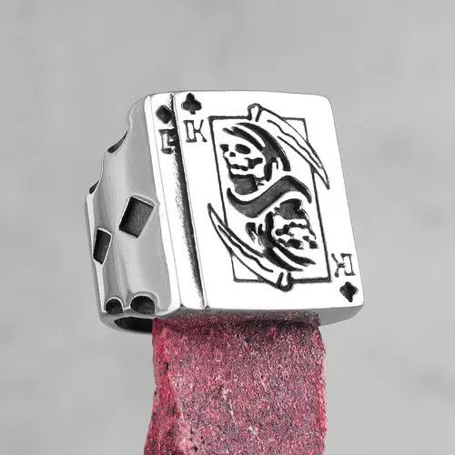Jewelry Grim Reaper Poker King Skull Ring Size ONE SIZE - 2 Thumbnail