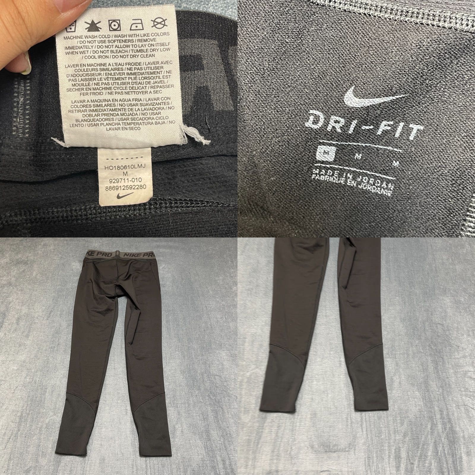 Nike Nike Pro Dri-Fit Tight Leggings Womens Medium Black Swoosh Logo Yoga Size 32" / US 10 / IT 46 - 8 Thumbnail