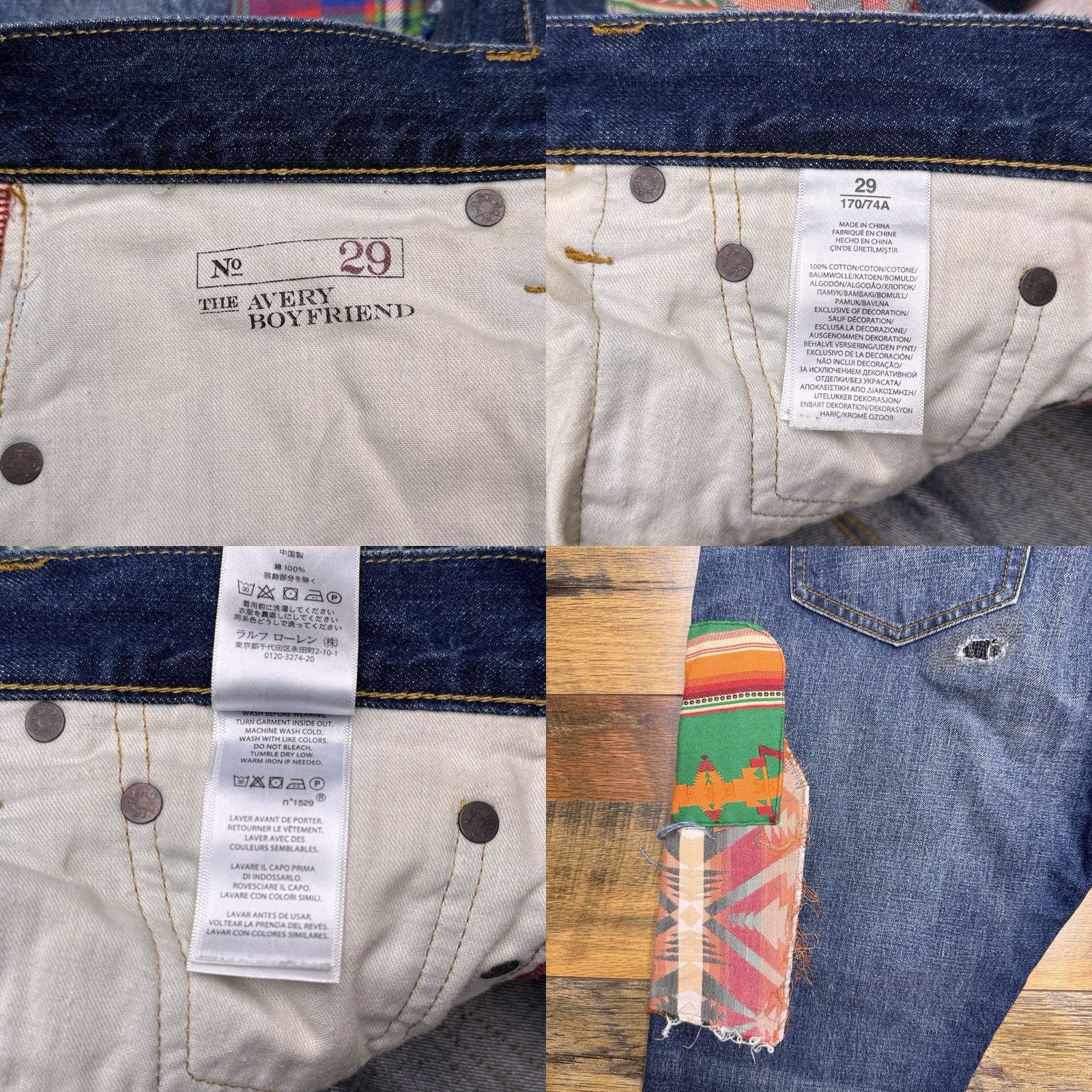Polo Ralph Lauren Polo Ralph Lauren Jeans Boyfriend Womens 29 Blue Aztec Patch Stretch Denim 5-Pocket Regular Mid Rise 28 In Inseam Jeans Accessories Logo Size 29" - 8 Thumbnail