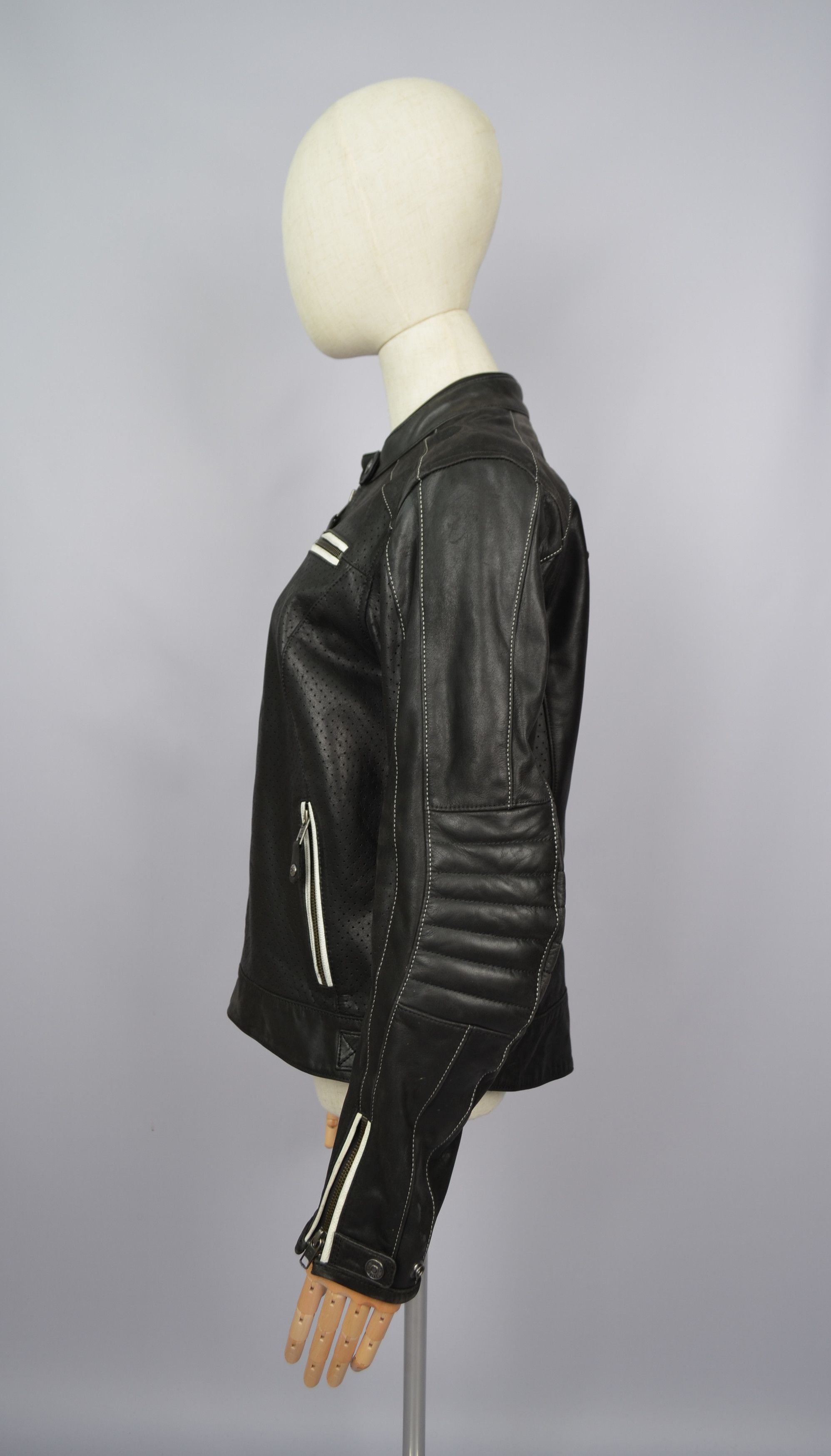 Harley Davidson Harley Davidson Zadar Womens Perforated Leather Biker Jacket Size L / US 10 / IT 46 - 6 Thumbnail