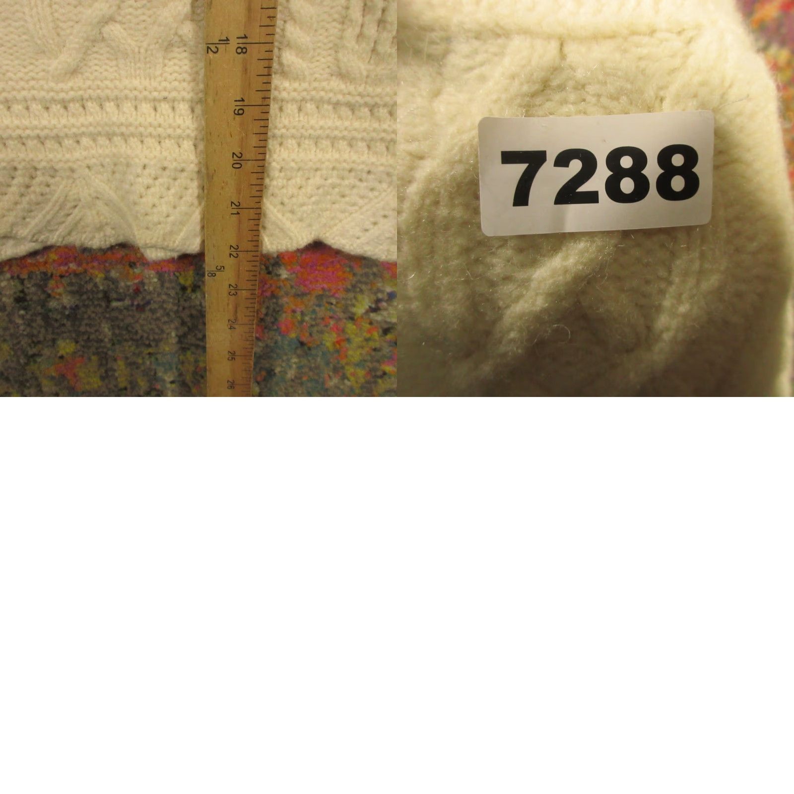 Off-White The Irish Store Sweater Women Large Off-White Cable Knit Scallop Hem Merino Wool Crew Neck Long Sleeve Pullover Hand Wash Only Size L / US 10 / IT 46 - 8 Thumbnail