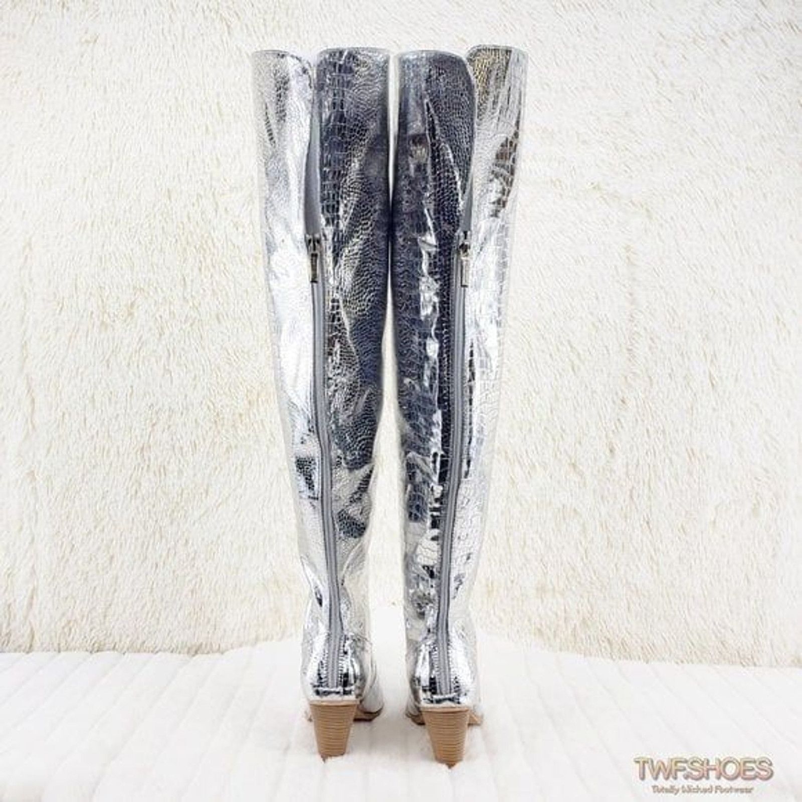 Other Size 6.5 Centura Silver Country Western thigh high Cowgirl B Size US 6.5 / IT 36.5 - 5 Thumbnail