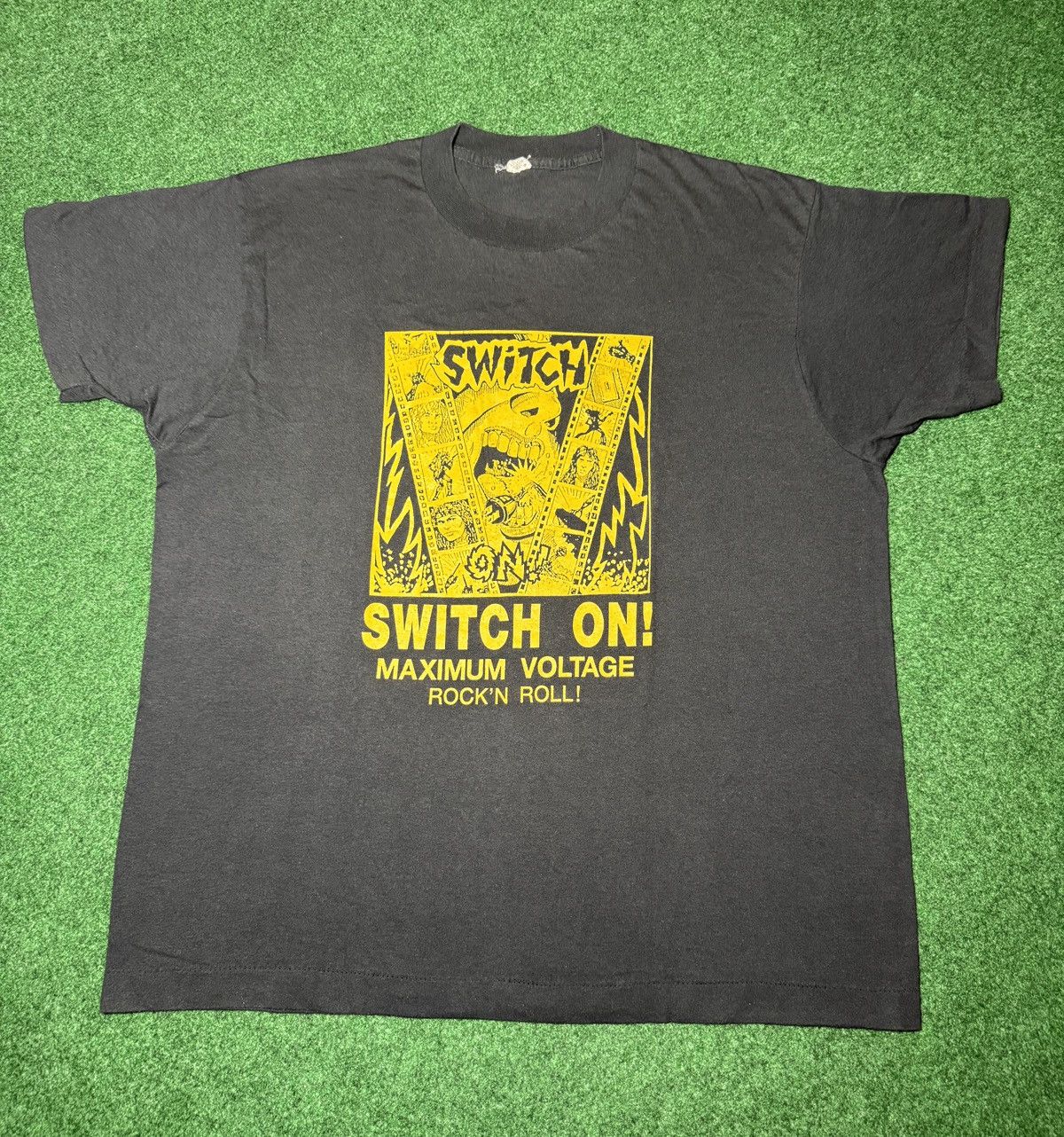 Band Tees × Vintage Vtg 80s Switch On Maximum Voltage Rock N Roll RARE T Shirt Size US XL / EU 56 / 4 - 1 Thumbnail