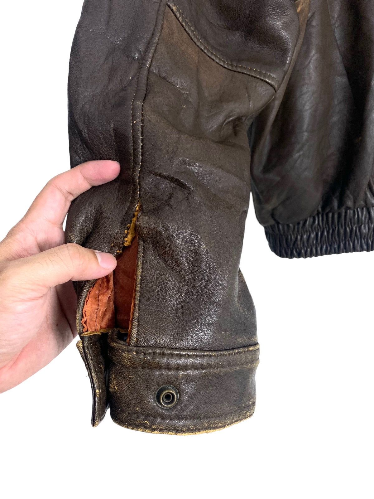 Vintage Rare‼️ Vintage Flight Jacket Sheep Leather Fur Colar Size US M / EU 48-50 / 2 - 15 Thumbnail