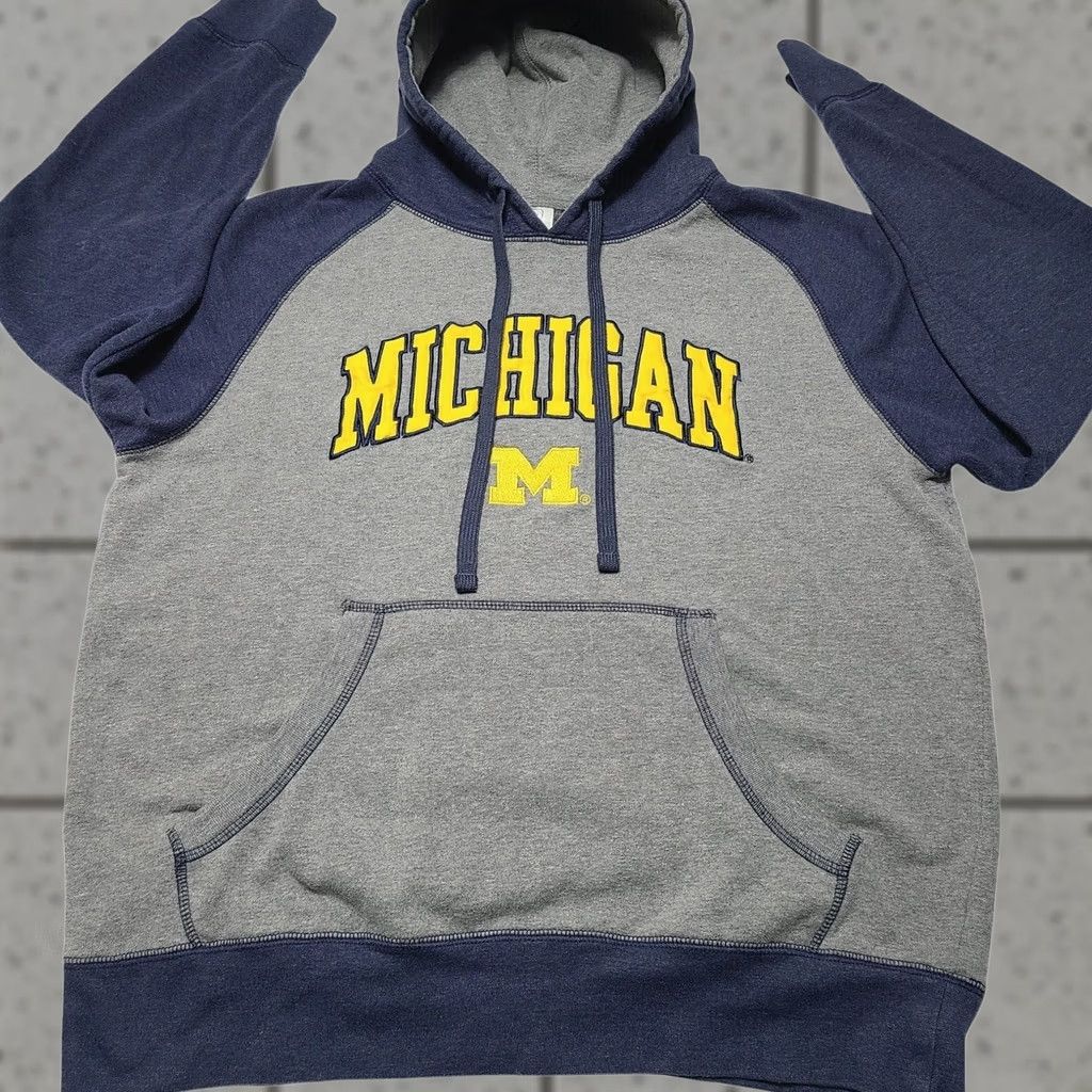 Vintage VINTAGE Michigan Wolverines Sweatshirt Hoodie Pro Edge Adult Large Gray Logo 90s College Sports Mens Size US L / EU 52-54 / 3 - 1 Thumbnail
