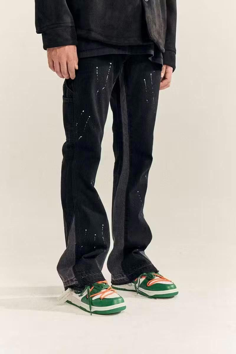 Jean Splattered Paint Flare Black Denim Jeans Size US 30 / EU 46 - 3 Thumbnail