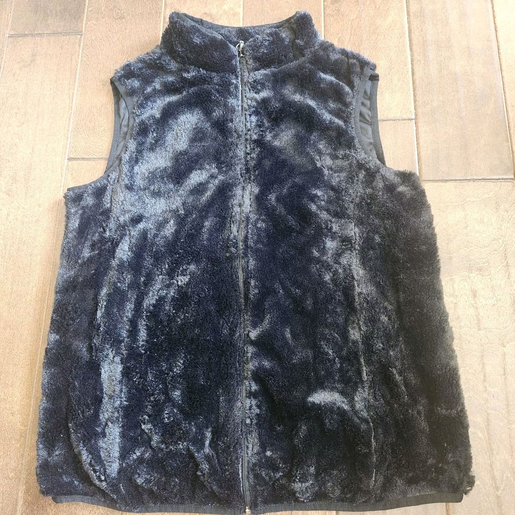 Vintage Laura Scott Women's Vest Faux Fur Zip Up Black Small VEST Sleeveless Wool? (No) Size S / US 4 / IT 40 - 2 Thumbnail