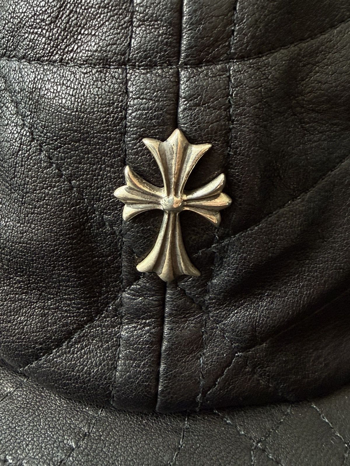 Chrome Hearts Silver Cross Gromet Spider Web Leather Hat Size ONE SIZE - 5 Thumbnail