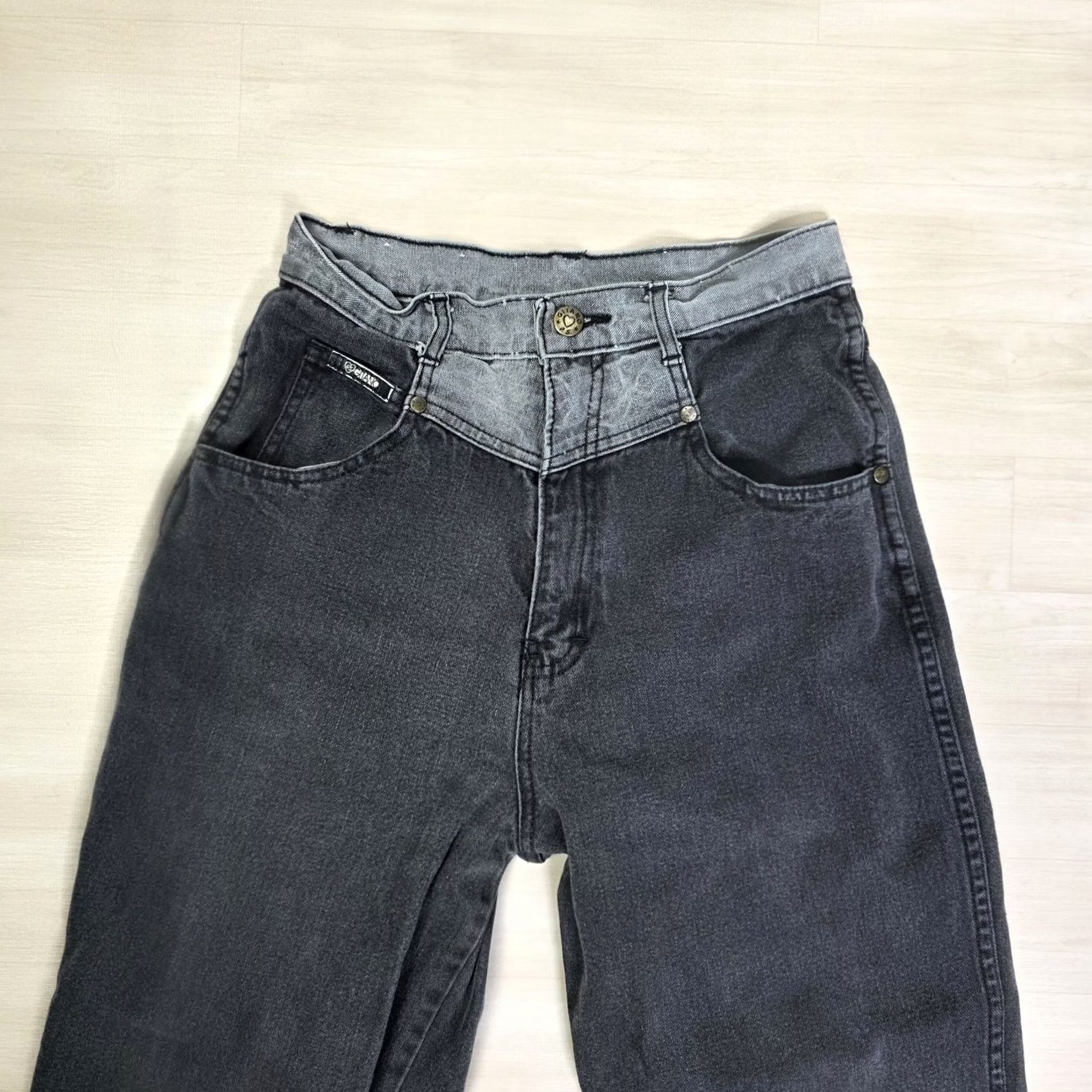 Vintage VINTAGE Gitano Womens Black Gray High Rise Tapered Leg Mom Jeans 25 x 27 Mens Womens Boys Girls Size 42" / US 20 - 3 Thumbnail