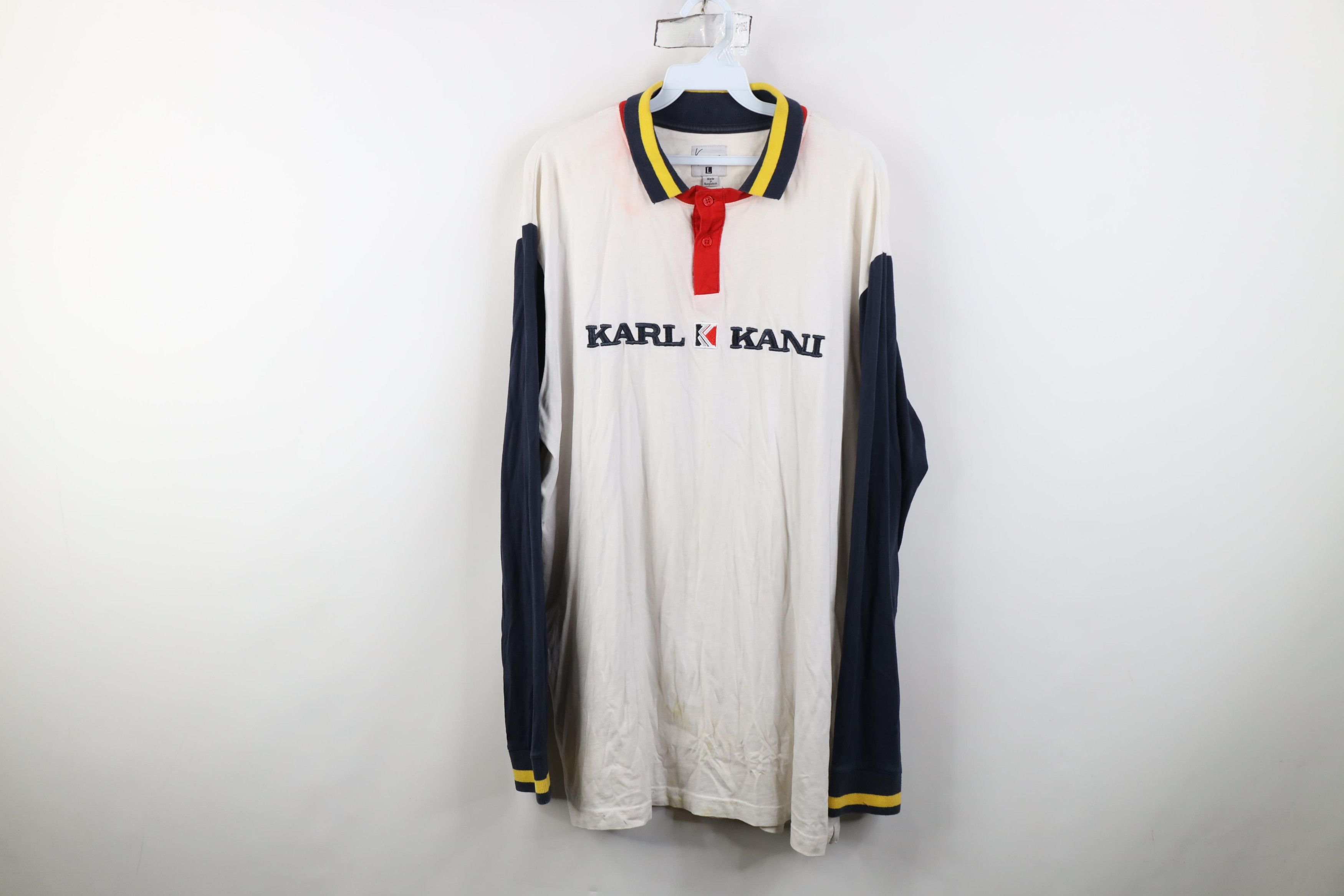 Karl Kani Vintage 90s Y2K Karl Kani Spell Out Long Sleeve Polo Shirt Size US L / EU 52-54 / 3 - 1 Thumbnail