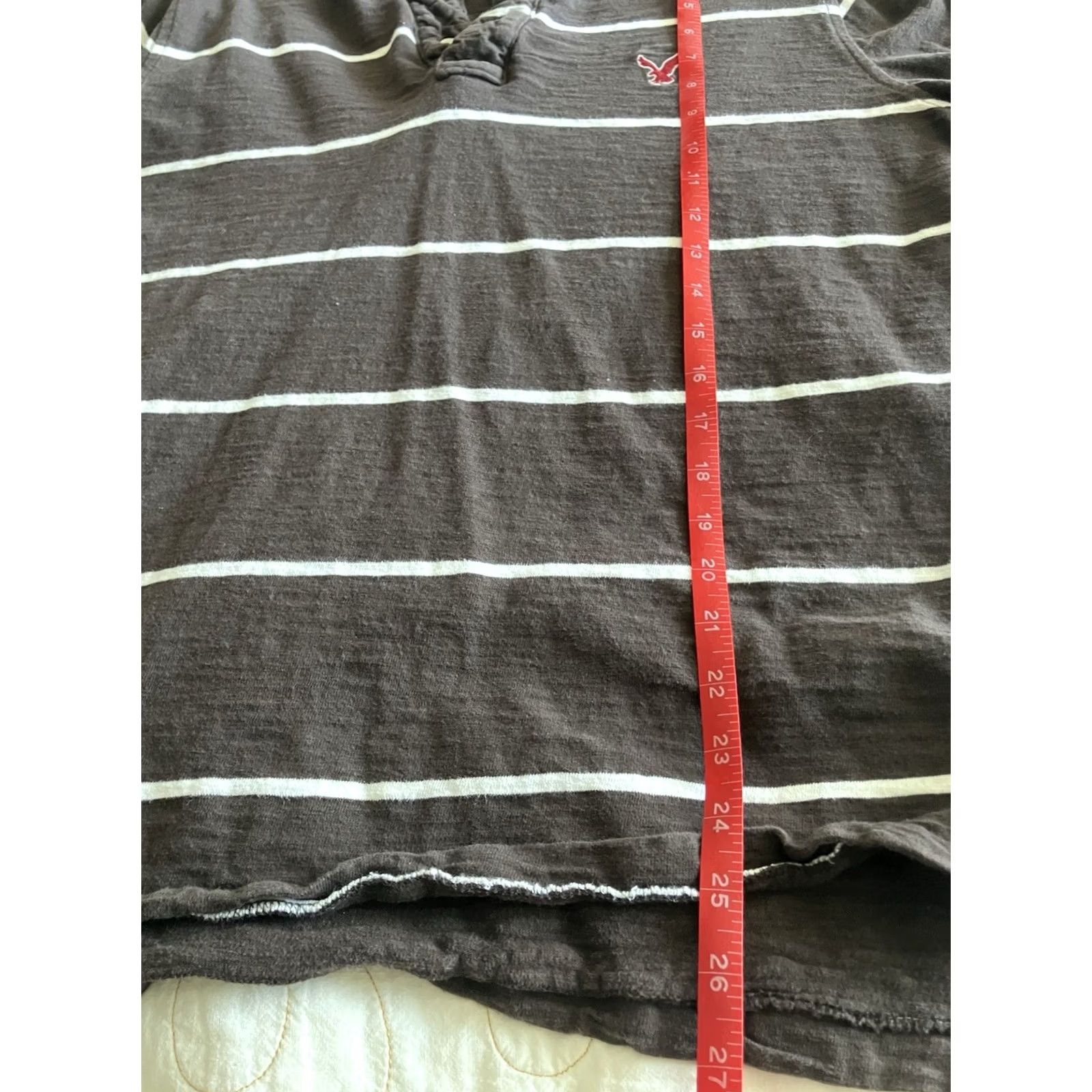 American Eagle Outfitters American Eagle Mens Polo Shirt Long Sleeve Brown Striped Eagle 1829 L Size US L / EU 52-54 / 3 - 6 Thumbnail