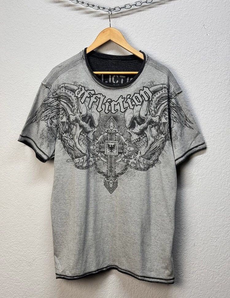 Affliction Affliction Vintage Reversible Double Skull T Shirt Size US XL / EU 56 / 4 - 2 Thumbnail