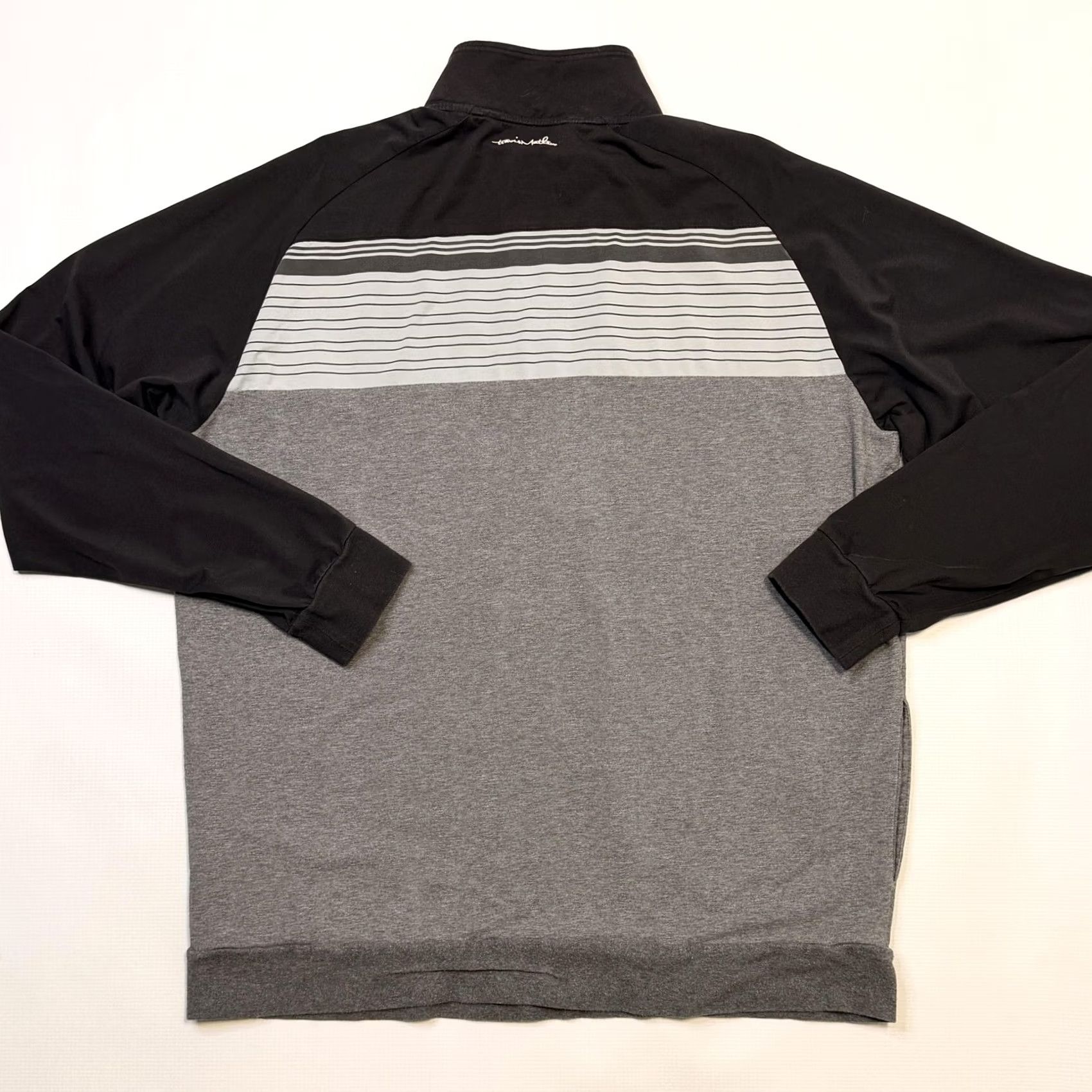 TravisMathew Travis Mathew Pullover Mens XL Gray 1/4 Zip Striped Golf Long Sleeve Stretch Shirt Size US XL / EU 56 / 4 - 2 Thumbnail