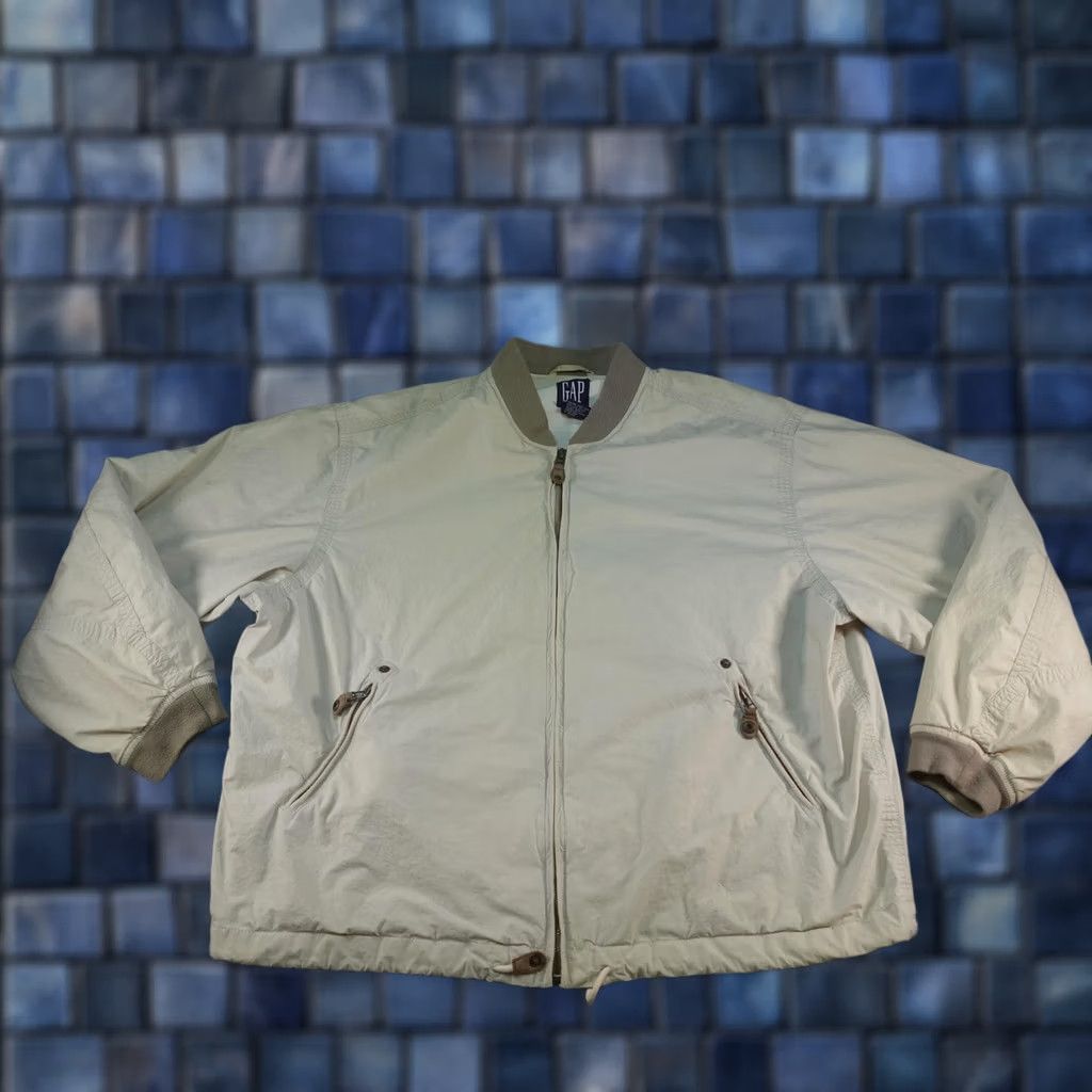 Gap VINTAGE Gap Bomber Jacket Mens Large Beige Lightweight 90s Sailing Nautical Navy Blue? Size US L / EU 52-54 / 3 - 1 Thumbnail