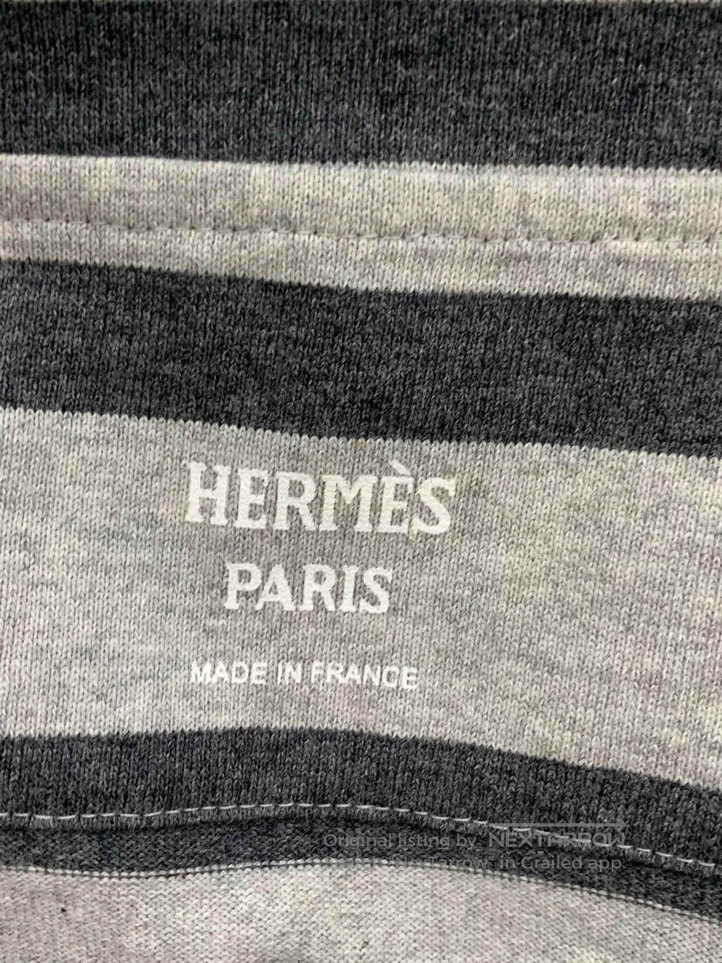 Hermes Gray Striped Long Sleeve T-shirt.