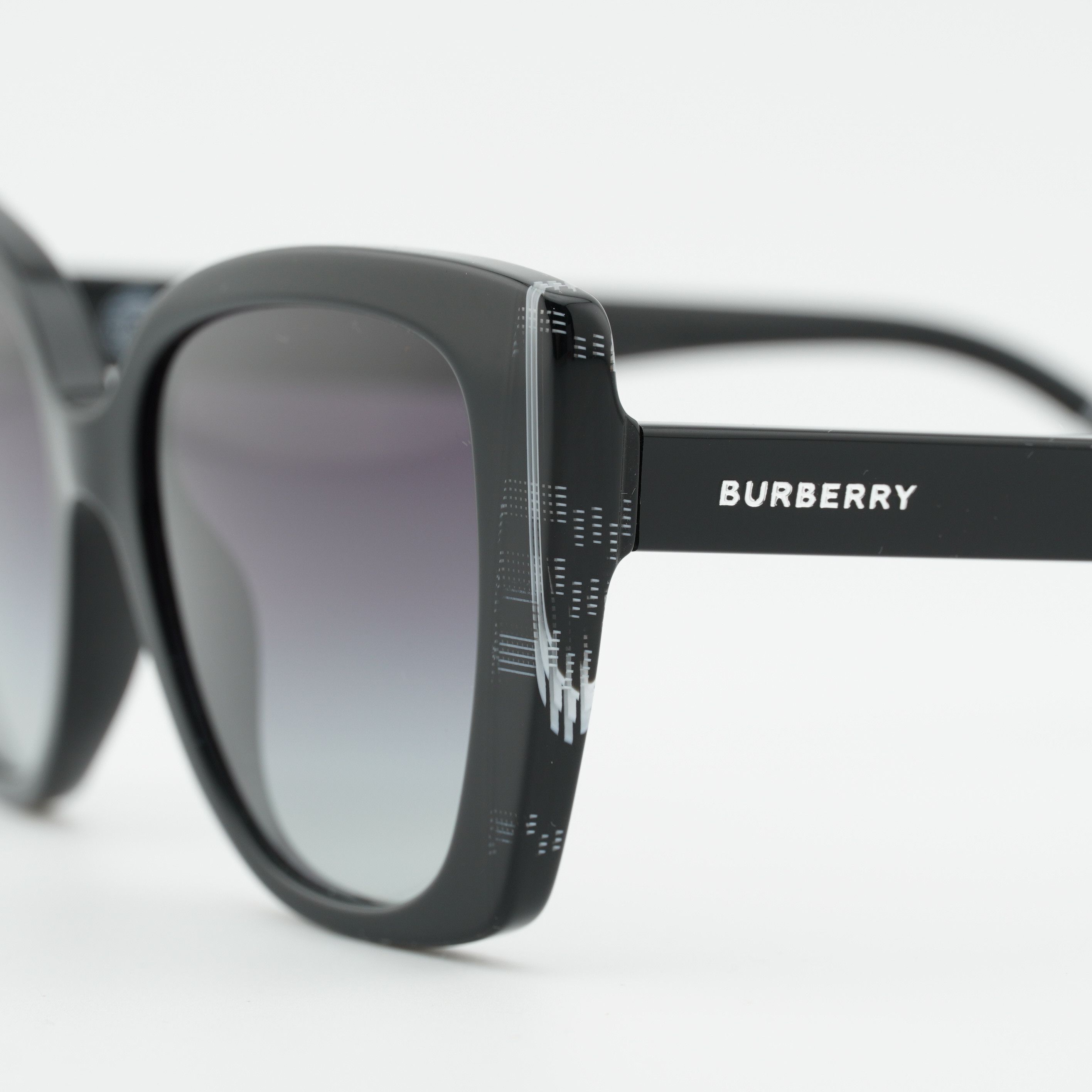 Burberry Burberry BE4393 40518G Sunglasses Black/Check White Cat Eye Size ONE SIZE - 2 Thumbnail