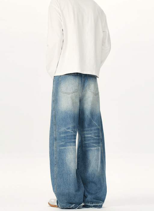 Japanese Brand × Jean American washed vintage wide leg scimitar baggy jeans Size US 32 / EU 48 - 6 Thumbnail