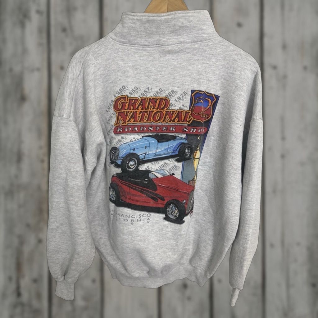 VINTAGE Jerzees 1/4 Zip Sweatshirt 1999 Grand National Roadster Show Gray Men’s 2XL