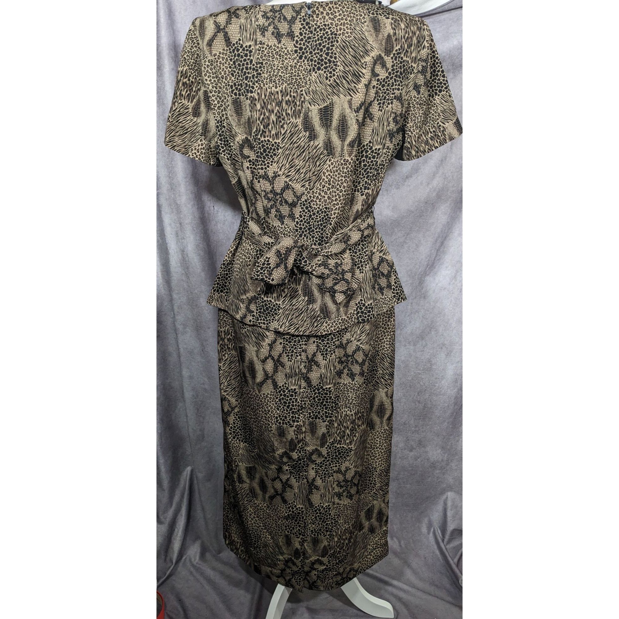Other Vintage 90s Mixed Animal Print Peplum Sag Harbor Dress Size XL / US 12-14 / IT 48-50 - 8 Thumbnail