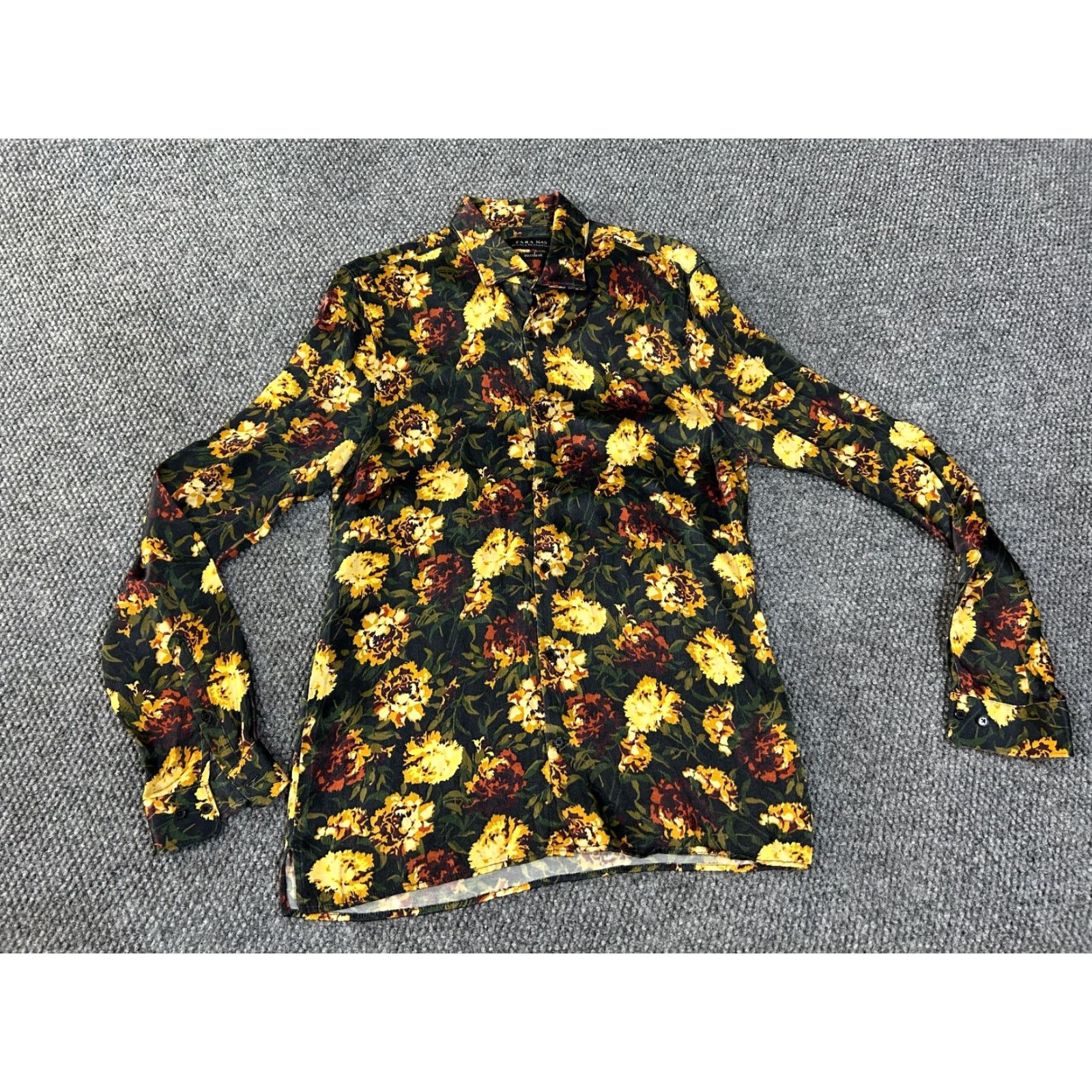 Zara Zara Shirt Mens Medium Button-Up Long Sleeve Black Floral Relaxed Fit Size US M / EU 48-50 / 2 - 2 Thumbnail