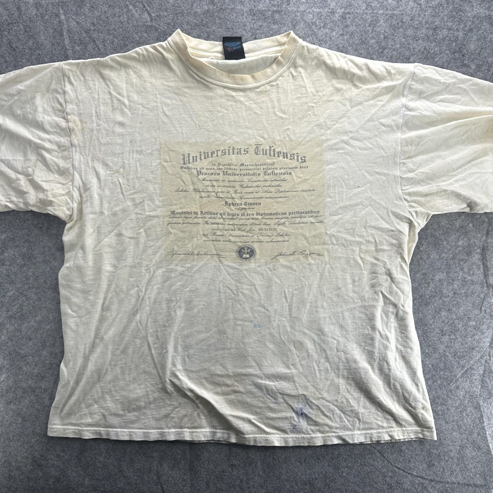 Soffe VINTAGE Tufts University College 90s T-Shirt Mens 2XL White Graphic Cotton Short Sleeve Size US XXL / EU 58 / 5 - 2 Thumbnail