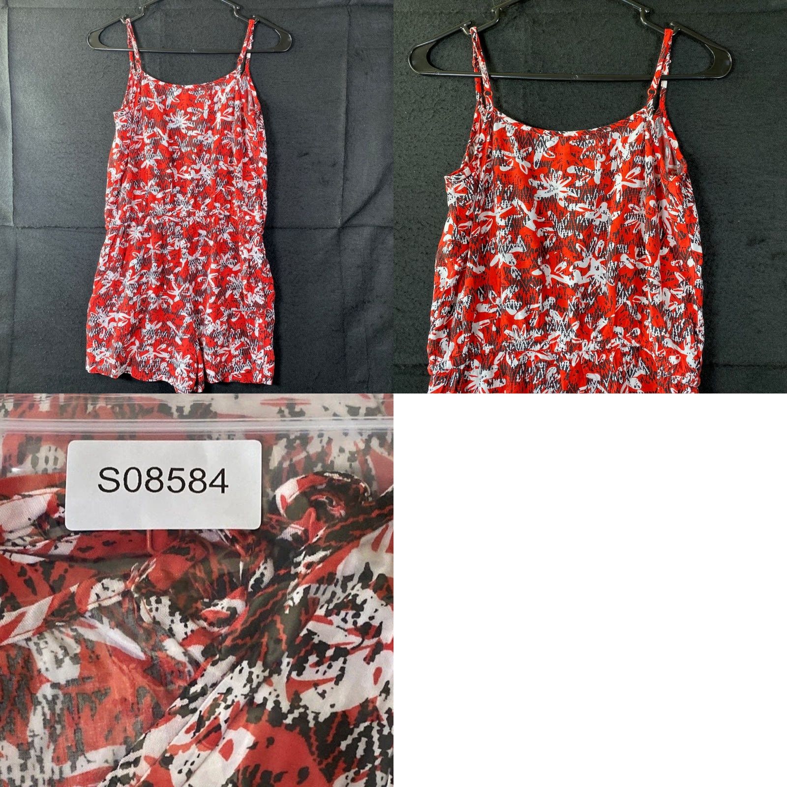 Banana Republic Banana Republic Romper Womens Red White Floral Beach Coastal Pockets XS M Sleeveless V-Neck One-Piece Size 32" / US 10 / IT 46 - 8 Thumbnail