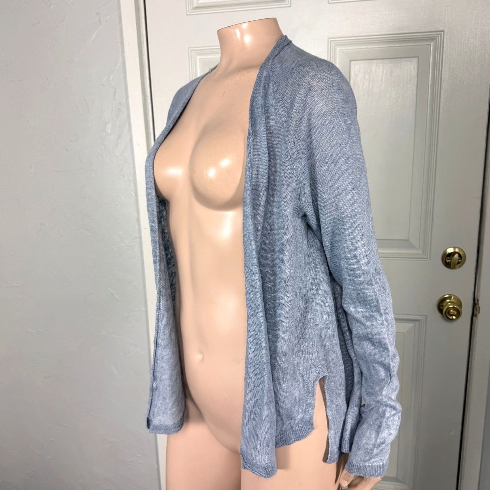 Eileen Fisher Eileen Fisher Cardigan Sweater Women's S Blue Linen Long sleeve open Front Y3-23 Size S / US 4 / IT 40 - 2 Thumbnail