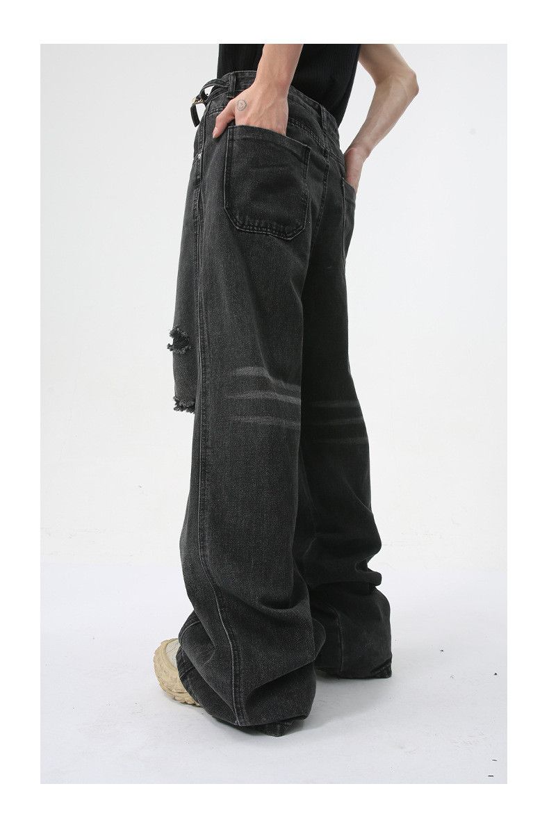 Japanese Brand Street style distressed ripped dirty print straight jeans Size US 32 / EU 48 - 5 Thumbnail