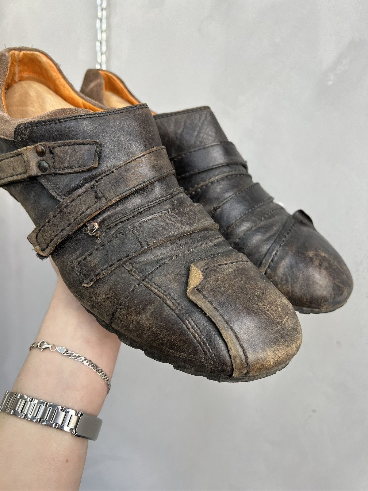 No Faith Studios Avant garde y2k low leather trainers Dirk bikkembergs style Size US 11 / EU 44 - 3 Thumbnail