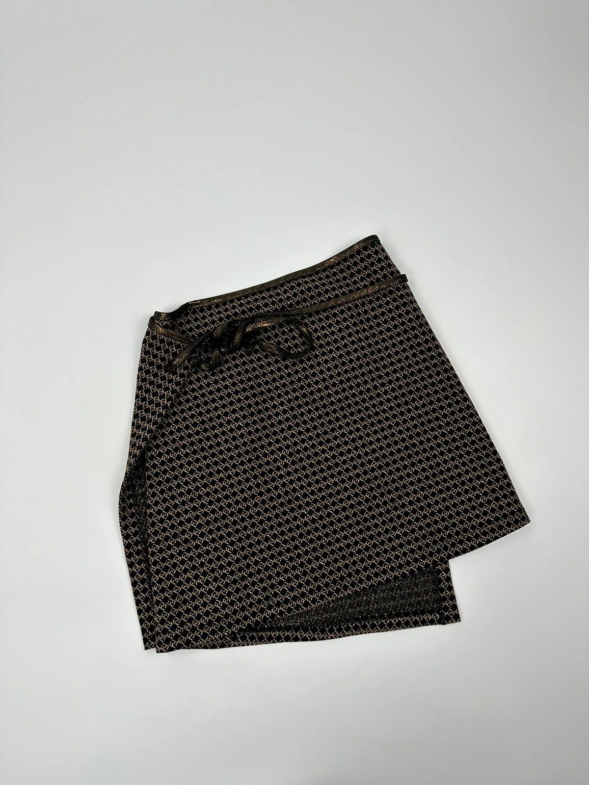 Fendi Fendi 00’s Monogram Wrap Skirt in Black and Gold Jacquard Size 27" / US 4 / IT 40 - 2 Thumbnail