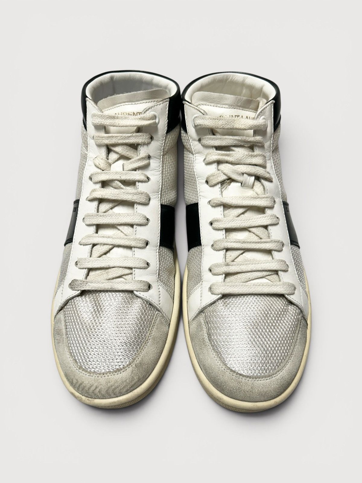 Saint Laurent Paris FW2013 SL/03M Leather-Trimmed Mid-Top Sneakers Size US 7 / EU 40 - 3 Thumbnail
