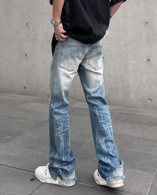 Japanese Brand × Jean High street cleanfit washed distressed ripped flared jeans Size US 32 / EU 48 - 3 Thumbnail