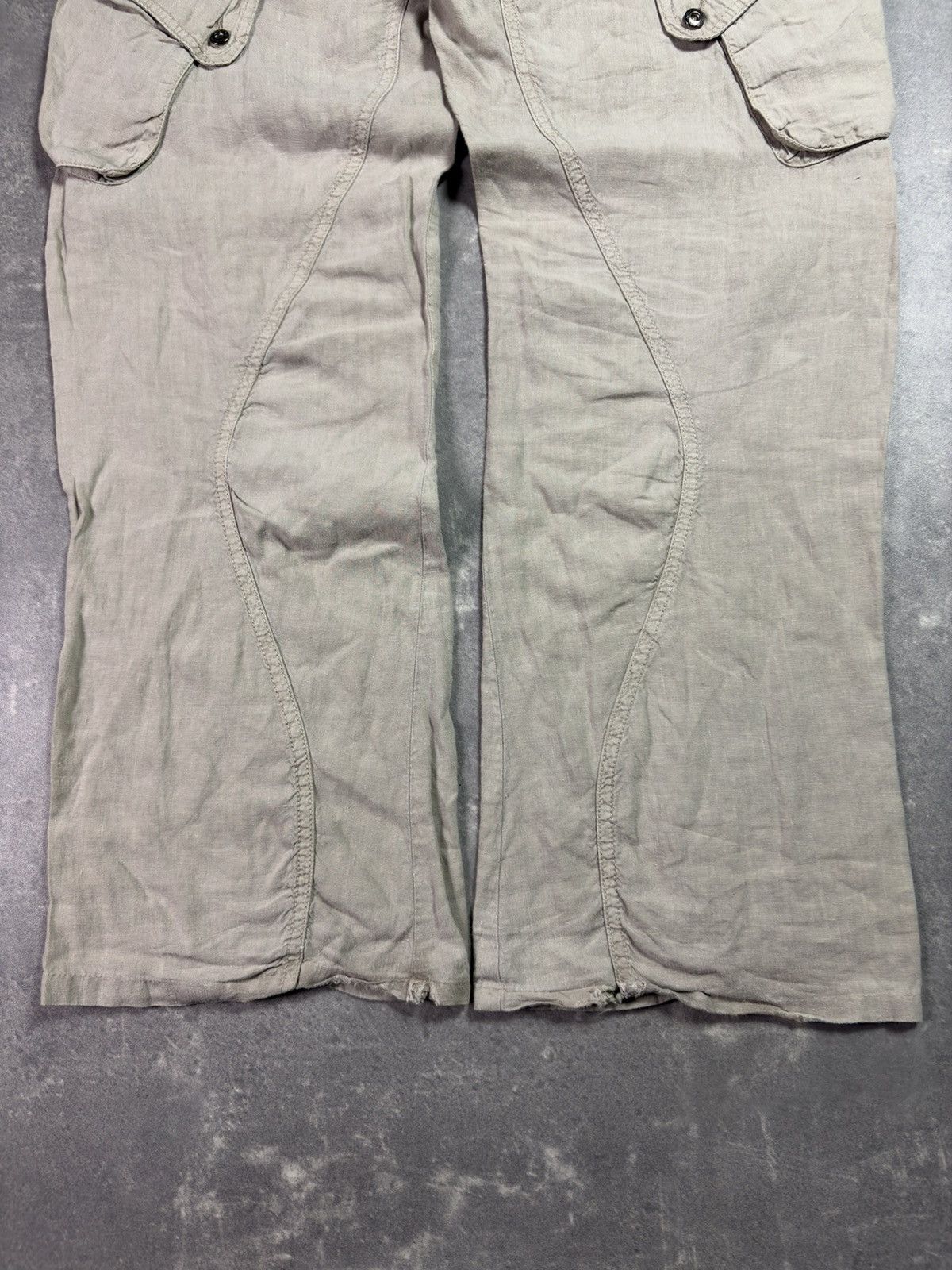 Armani 00s Armani Jeans Linen Flared Wide Leg Assymetrical Pants 32 Size US 32 / EU 48 - 16 Thumbnail