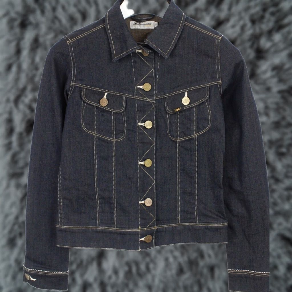 Lee LEE Rider Jacket Women Small Stretch Denim Solid Dark Blue Stitched Jacket Size S / US 4 / IT 40 - 1 Thumbnail